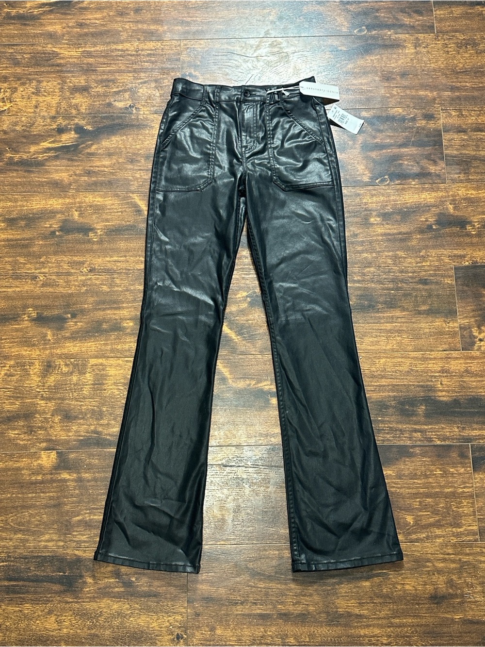 🔥 Sassy Black Coated Denim Bootcut Jeans Sz 27 NWT 💃